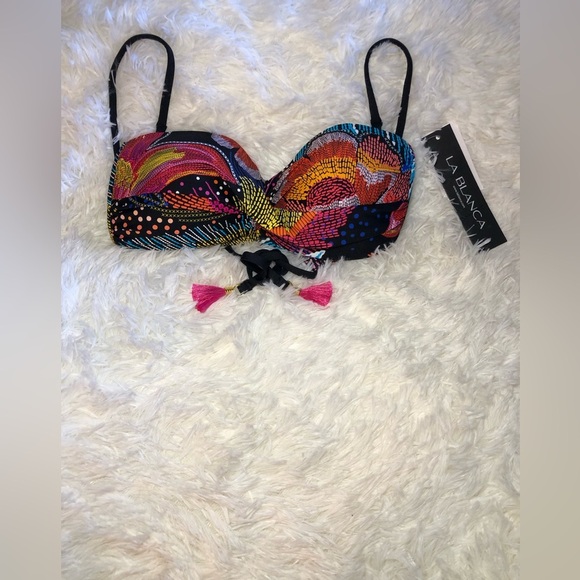 La Blanca Colorful Patterned Bandeau Bikini Top size 6 - Picture 15 of 16